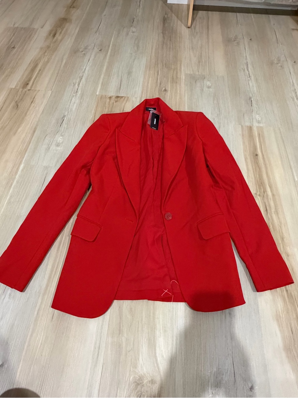 Express Red Single-Button Tailored Blazer
